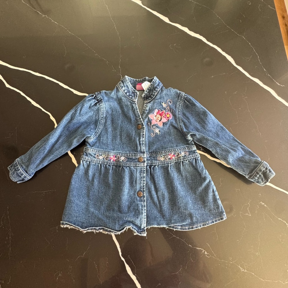 Vintage Disney Blue Jean Jacket with Floral Embroidery‎